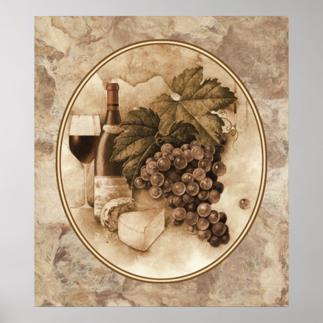 Poster Vin et fromage (Devant)