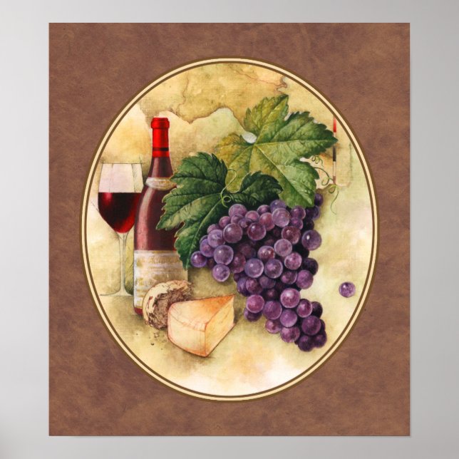 Poster Vin et fromage (Devant)