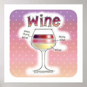 Poster VIN, PLUS DE VIN, ENCORE PLUS DE VIN 18" x 18"