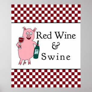 Poster Vin rouge et porc