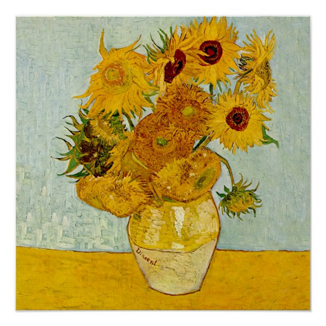 Poster Vincent Van Gogh 12 Tournesols Impressionniste (Devant)