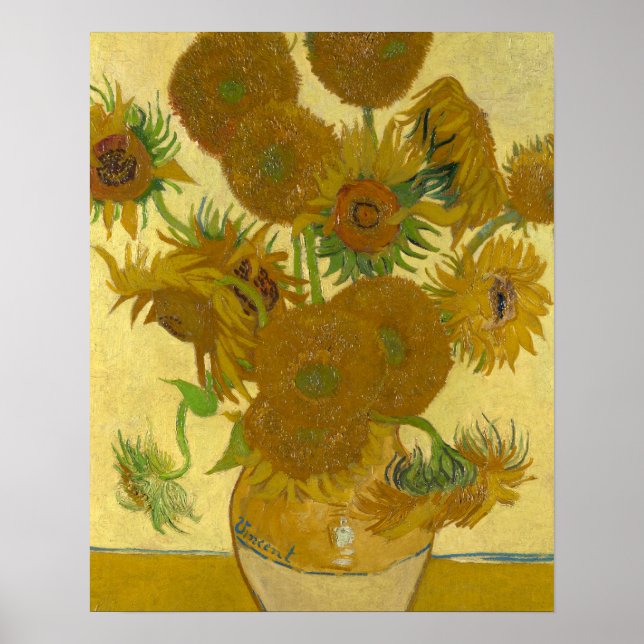 Poster Vincent Van Gogh 15 Peinture de tournesols (Devant)