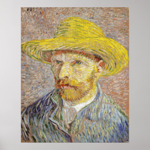 Poster Vincent van Gogh - Autoportrait au chapeau de pail