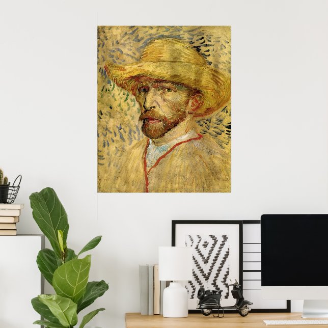 Poster Vincent van Gogh Autoportrait avec Casquette paill (Bureau à domicile)