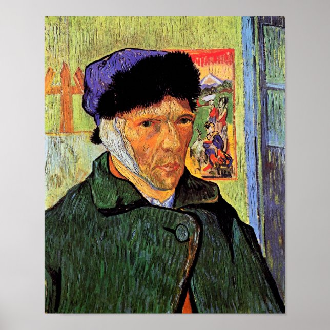 Poster Vincent Van Gogh - Autoportrait avec l'oreille ban (Devant)