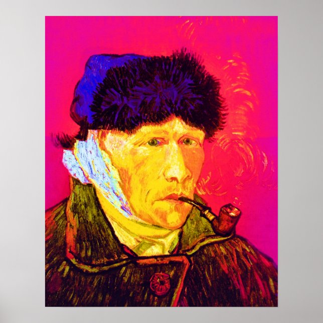 Poster Vincent Van Gogh - Autoportrait Bandage Pop Art (Devant)
