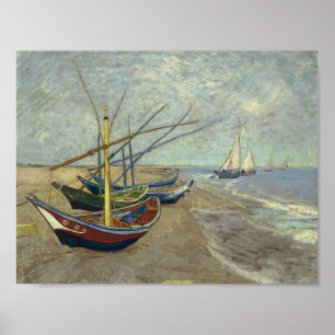 Poster Vincent van Gogh - Bateaux de pêche sur la plage