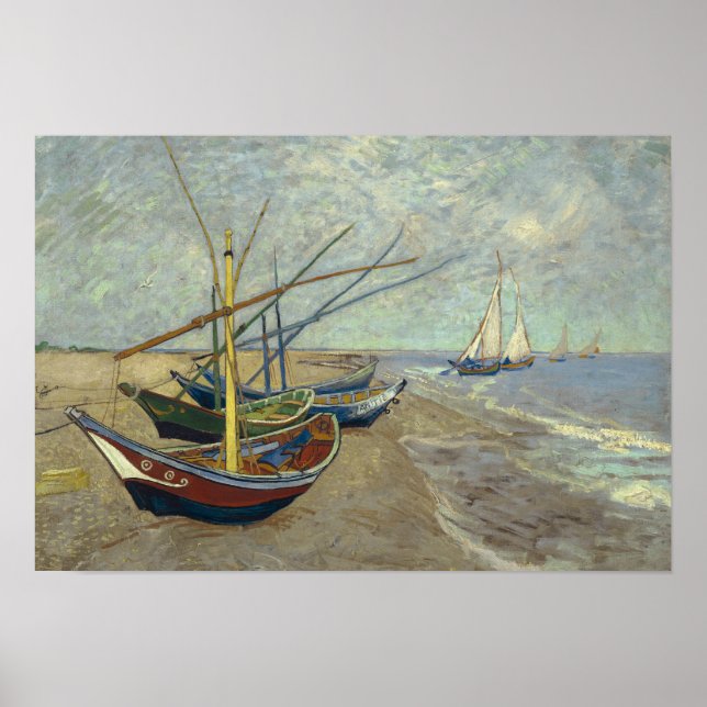 Poster Vincent van Gogh - Bateaux de pêche sur la plage (Devant)