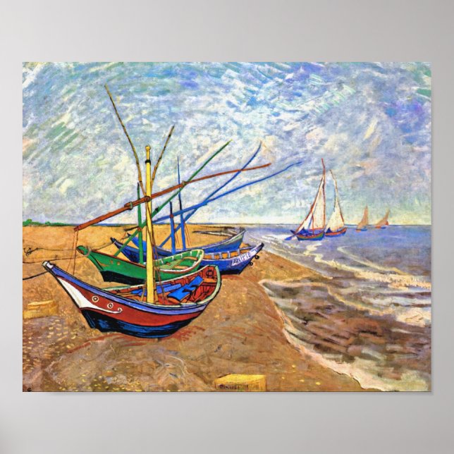 Poster Vincent Van Gogh - Bateaux De Pêche Sur La Plage (Devant)
