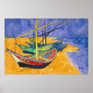 Poster Vincent van Gogh - Bateaux de pêche sur la plage