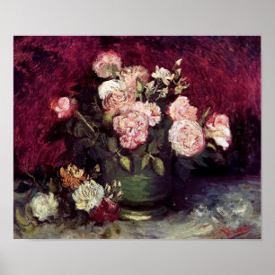 Poster Vincent Van Gogh - Bowl with Peonies & Roses