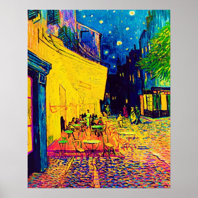 Poster Vincent Van Gogh - Café Terrasse Au Night Pop Art (Devant)