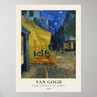 Poster Vincent Van Gogh Célèbre Café Terrasse en soirée