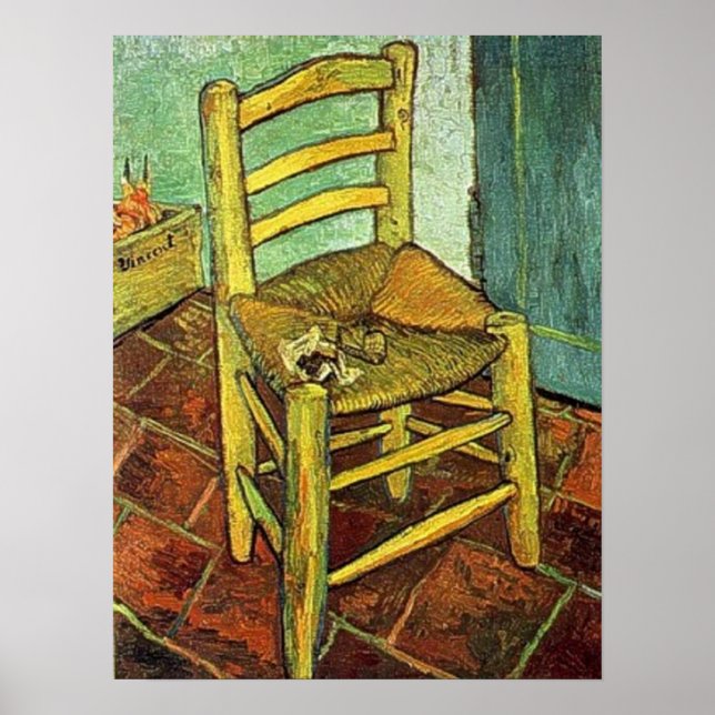 Poster Vincent Van Gogh - Chaise de Vincent avec sa pipe (Devant)