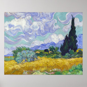 Poster Vincent Van Gogh - Champ de blé avec cyprès