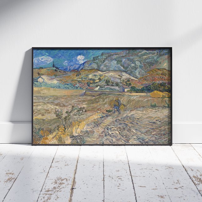 Poster Vincent Van Gogh, Champ fermé avec paysan (Créateur téléchargé)
