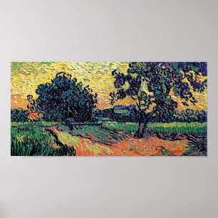 Poster Vincent Van Gogh - Château D'Auvers Au Coucher Du