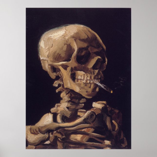 Poster Vincent Van Gogh - Crâne avec cigarette brûlante (Devant)