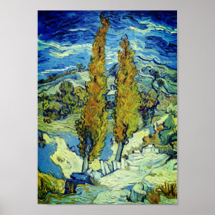Poster Vincent Van Gogh Deux peupliers à Saint-Rémy