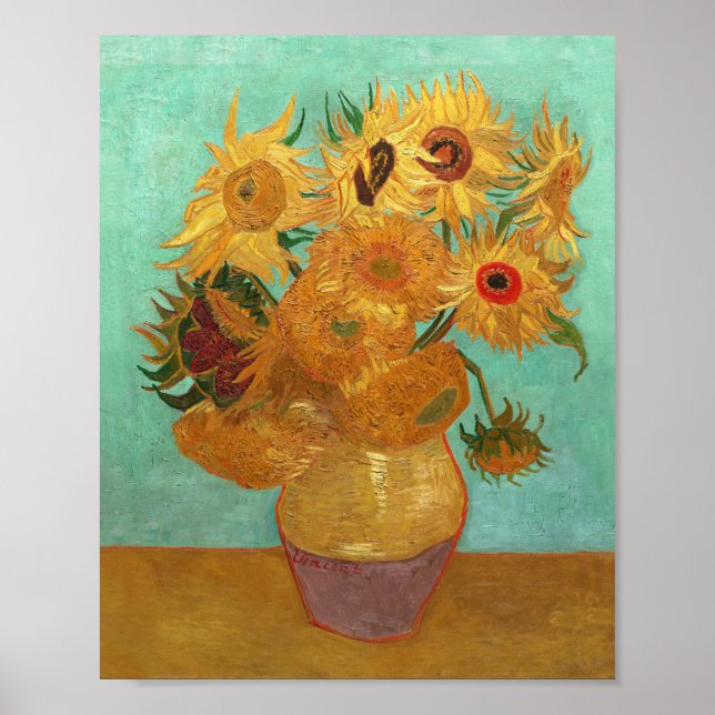 Poster Vincent Van Gogh Douze Tournesols Dans Un Vase (Devant)