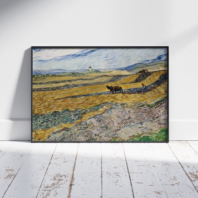 Poster Vincent Van Gogh, Enfermé Field avec Plowman (Créateur téléchargé)