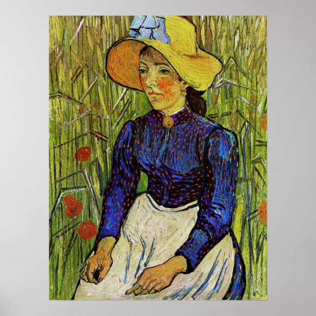 Poster Vincent van Gogh - Fille paysanne en Casquette de  (Devant)