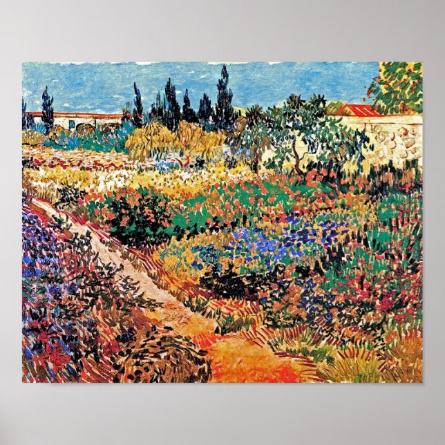 Poster Vincent Van Gogh - Jardin Fleuri avec sentier (Devant)