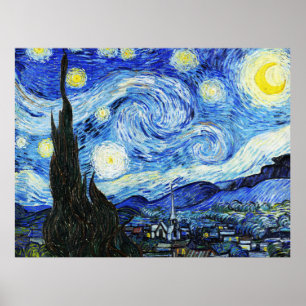 Poster Vincent Van Gogh, La Nuit étoilée peinture