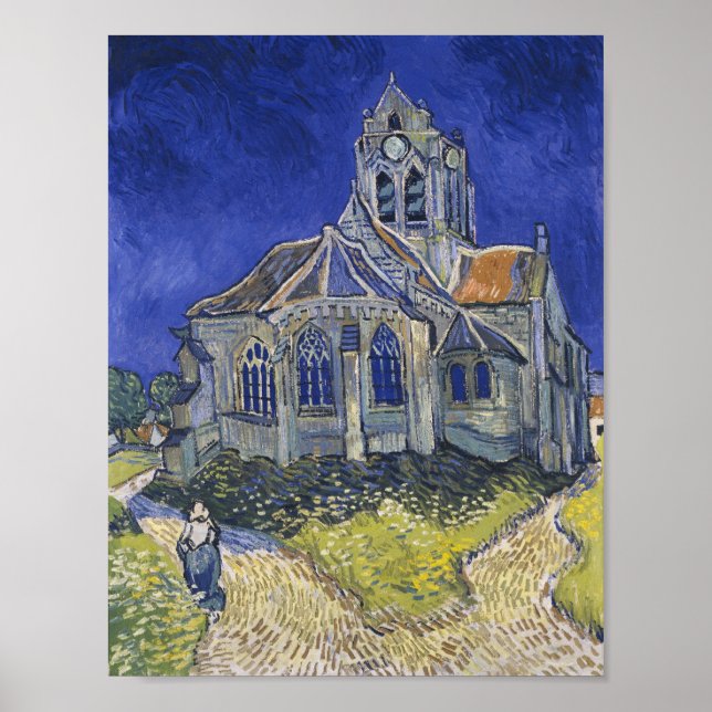 Poster Vincent Van Gogh L'église à Auvers Art Peinture (Devant)