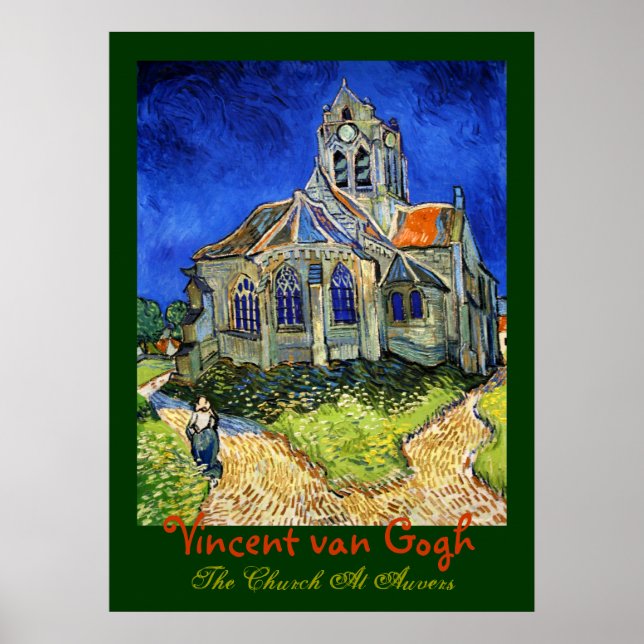 Poster Vincent van Gogh : L'Eglise d'Auvers (Devant)