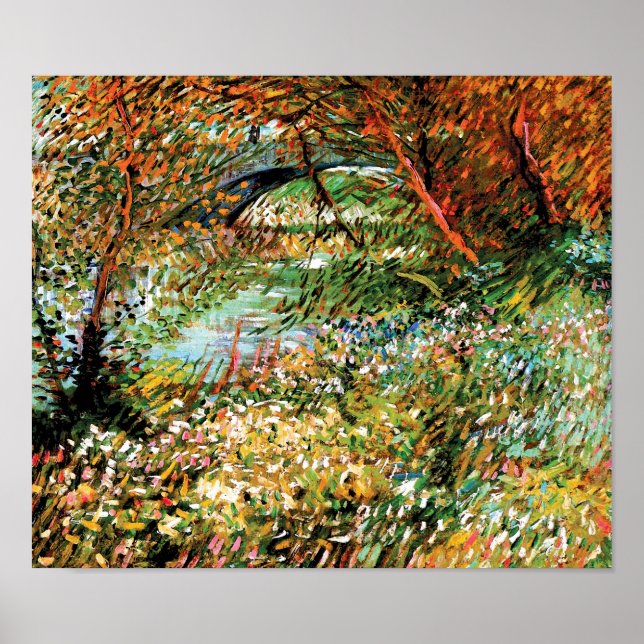Poster Vincent Van Gogh - Les bords de Seine au printemps (Devant)