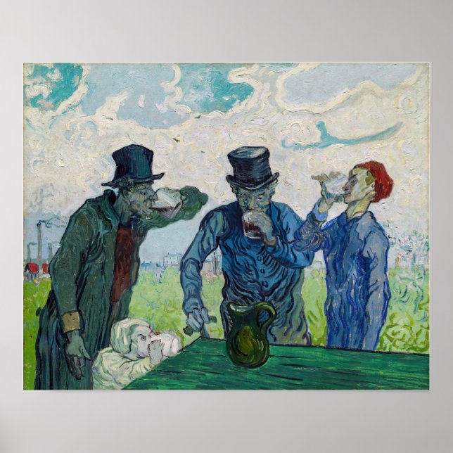 Poster Vincent van Gogh - Les Buveurs, d'après Daumier (Devant)