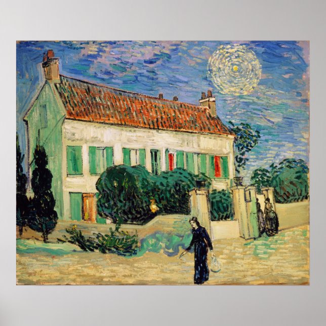 Poster Vincent van Gogh | Maison Blanche à la Nuit, 1890 (Devant)