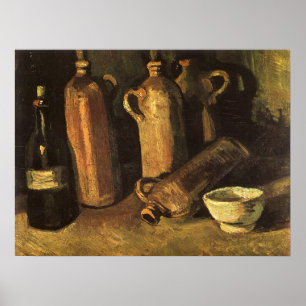 Poster Vincent van Gogh - Nature morte avec 4 bouteilles