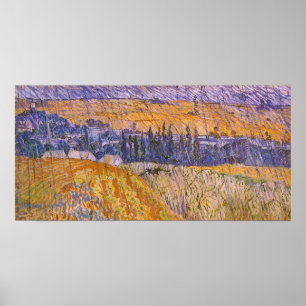 Poster Vincent van Gogh - Paysage à Auvers sous la pluie
