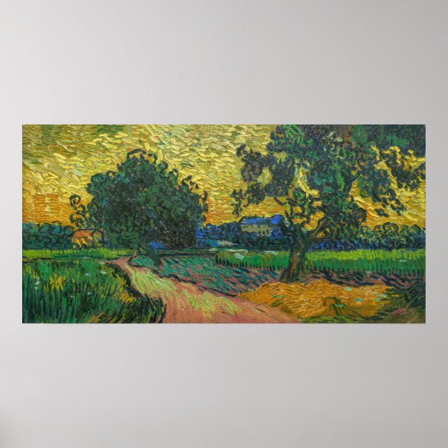 Poster Vincent van Gogh - Paysage à Twilight (Devant)