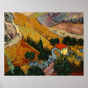 Poster Vincent van Gogh   Paysage avec Maison & Plowman