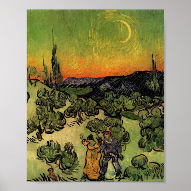 Poster Vincent Van Gogh Paysage de Moonlit (Devant)