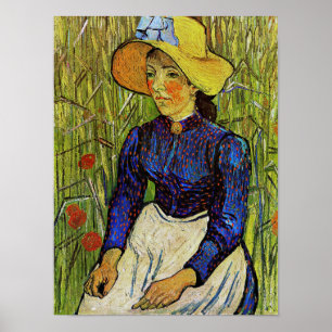 Poster Vincent van Gogh - Paysanne au chapeau de paille