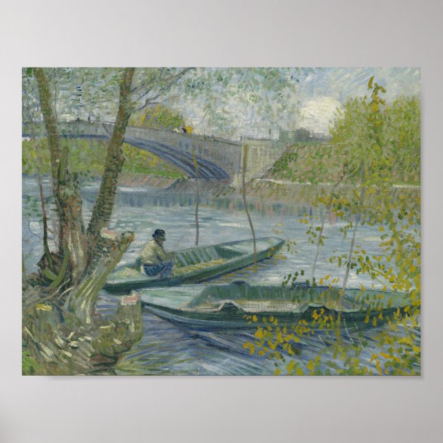Poster Vincent van Gogh - Pêche au printemps, Pont de (Devant)