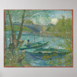 Poster Vincent van Gogh Pêche au printemps, Pont de Cl