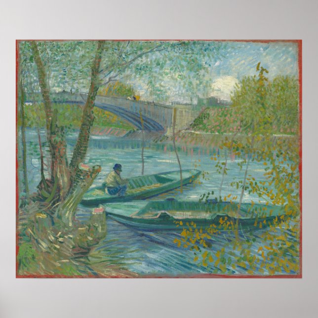Poster Vincent van Gogh Pêche au printemps, Pont de Cl (Devant)