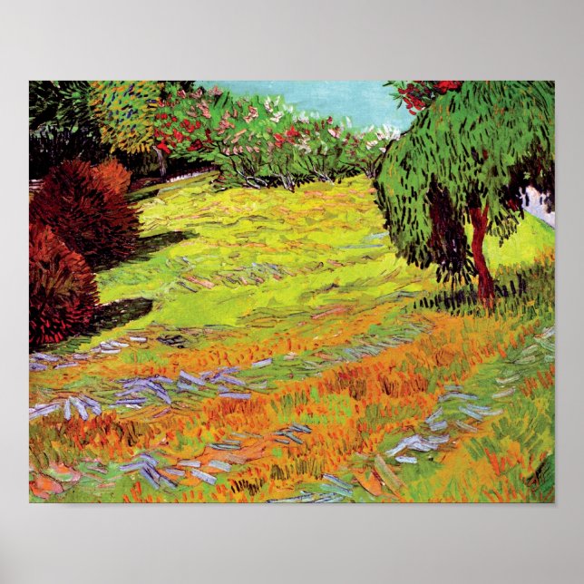 Poster Vincent Van Gogh - Pelouse ensoleillée dans un par (Devant)