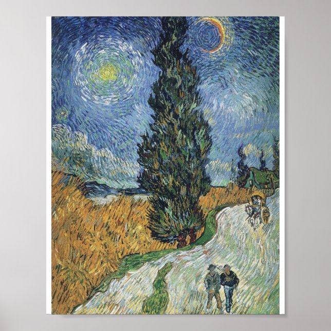Poster Vincent Van Gogh - Route avec Cypress et Star (Devant)