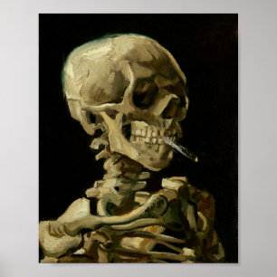 Poster Vincent Van Gogh Skeleton avec une cigarette en fe