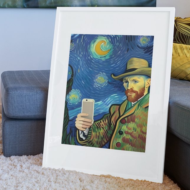 Poster Vincent Van Gogh Starry Selfie Nuit Par Ricaso (Créateur téléchargé)