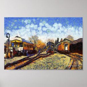 Poster Vincent van Gogh, station de train