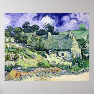 Poster Vincent van Gogh   Thatched cottages at Cordeville