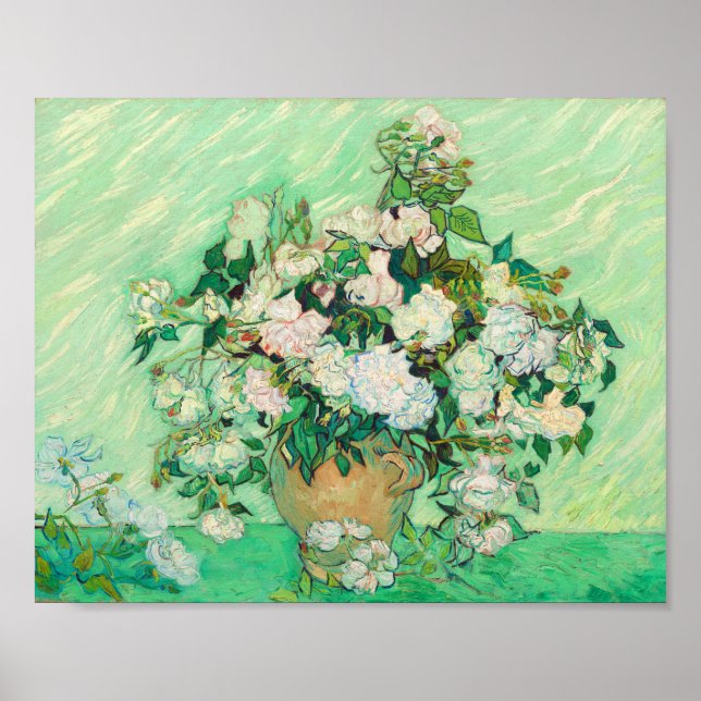 Poster Vincent Van Gogh Vase avec roses roses roses roses (Devant)
