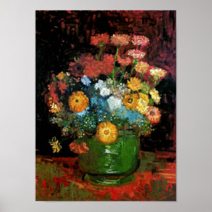 Poster Vincent Van Gogh - Vase Avec Zinnias Art